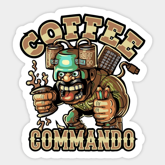 Coffee Commando Sticker by wuhuli